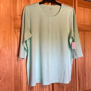 Mint green polka dot top